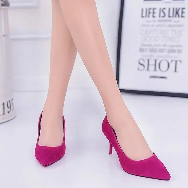 Breakj Breakj Shoes Light-Mouthed Sharp Single Shoes Fine Heel Velvet Large-Size High Heels Women's Shoes