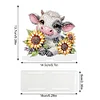 Acrylic Sunflower Cow Diamond Painting Napkin Rack Decor for Home Office Decor