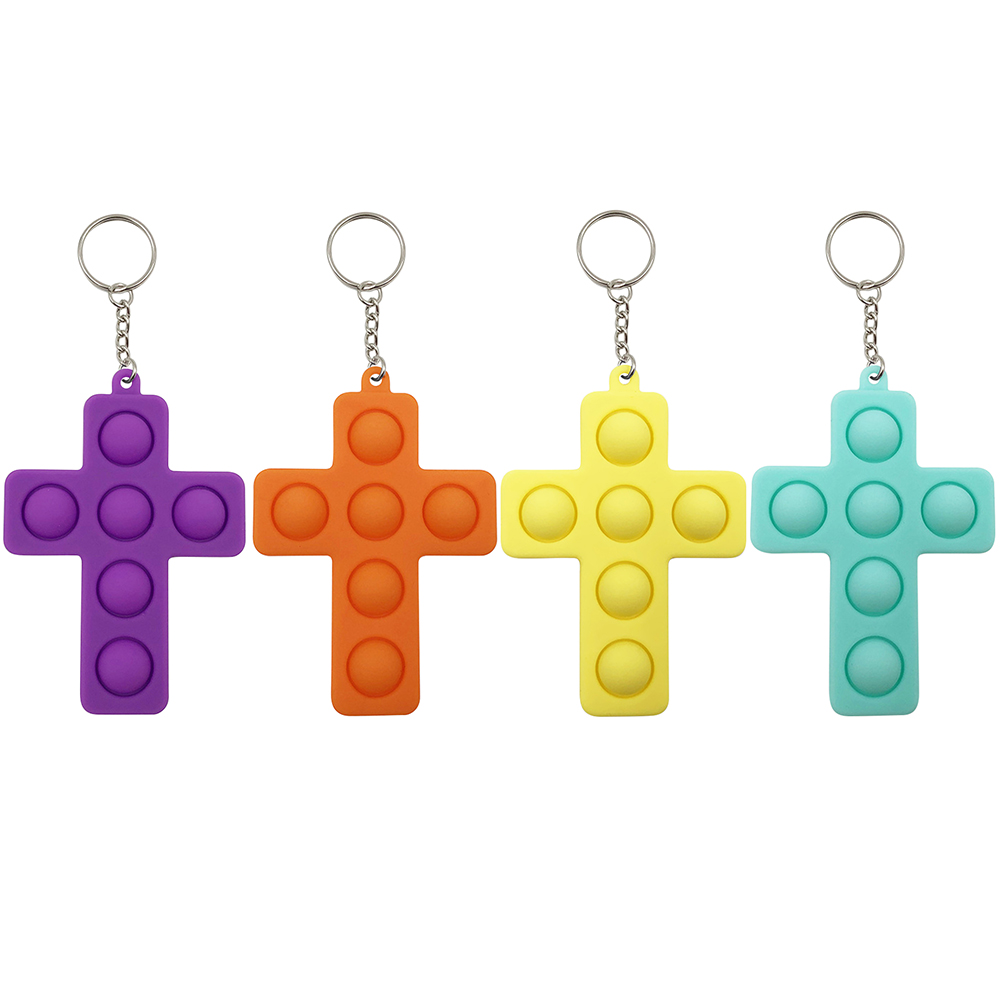 

Push Bubble Fidget Toy Cross Keychain Pendant Stress Relieve Relaxing Toys, Yellow, 501 Original