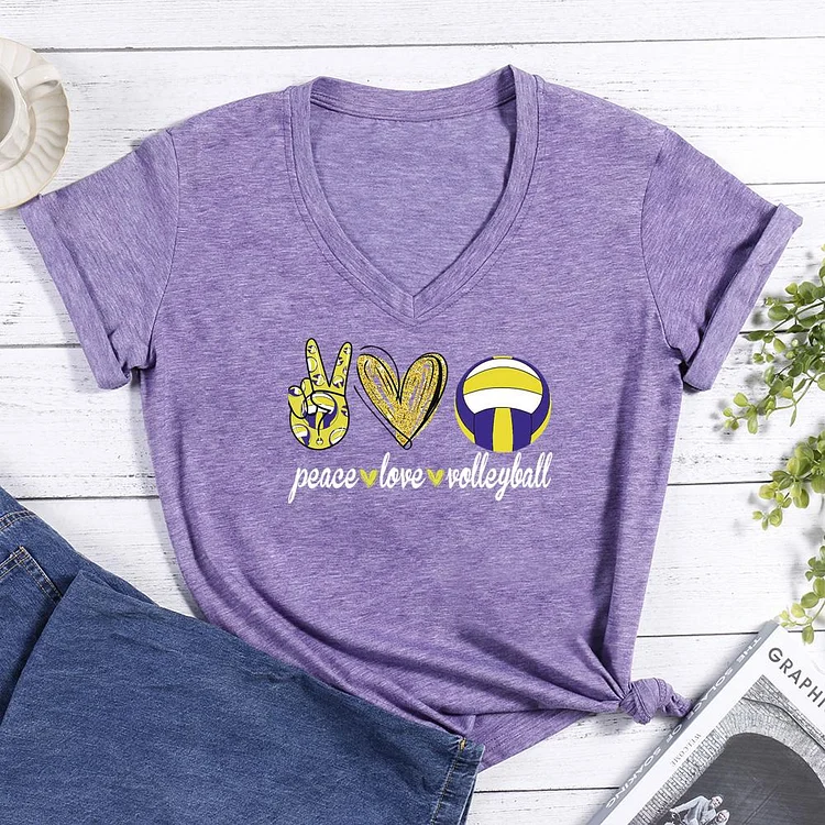 Peace Love Volleyball V-neck T Shirt
