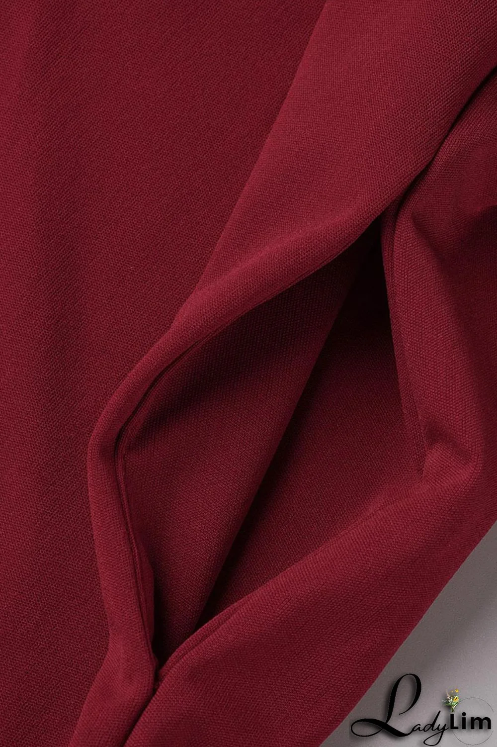 Burgundy Casual Solid Split Joint Spaghetti Strap Loose Jumpsuits