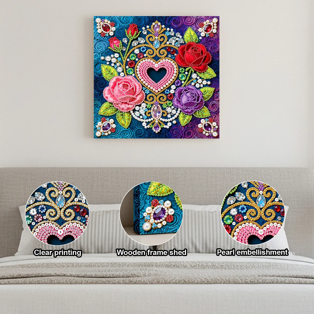 Flower Art Diamond Painting Kit for Adults Home Decor 25x25cm With Frame