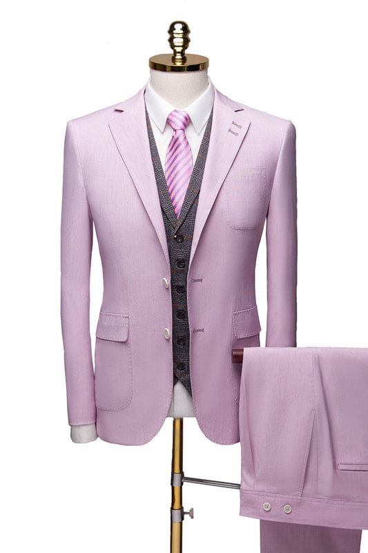 Modern Three Pieces Purple Notched Collar Wedding Suit | Ballbellas Ballbellas