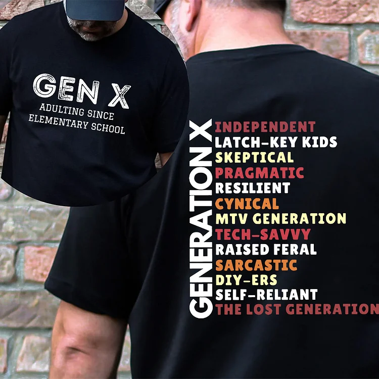 Gen X Adulting Since Elementary School Shirt, Generation X Traits Graphic Tee, Gen X Vintage Inspired Shirt, Funny Sarcastic, Unisex Streetwear