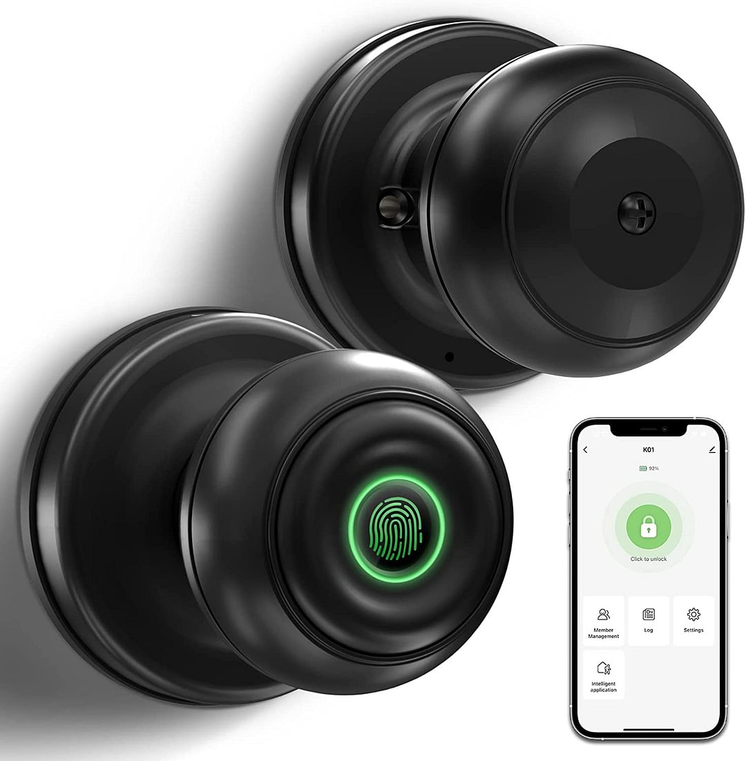 3IN1Smart Door Spherical Knob Locks,Support fingerprint unlock, App control, And emergency back-up keys