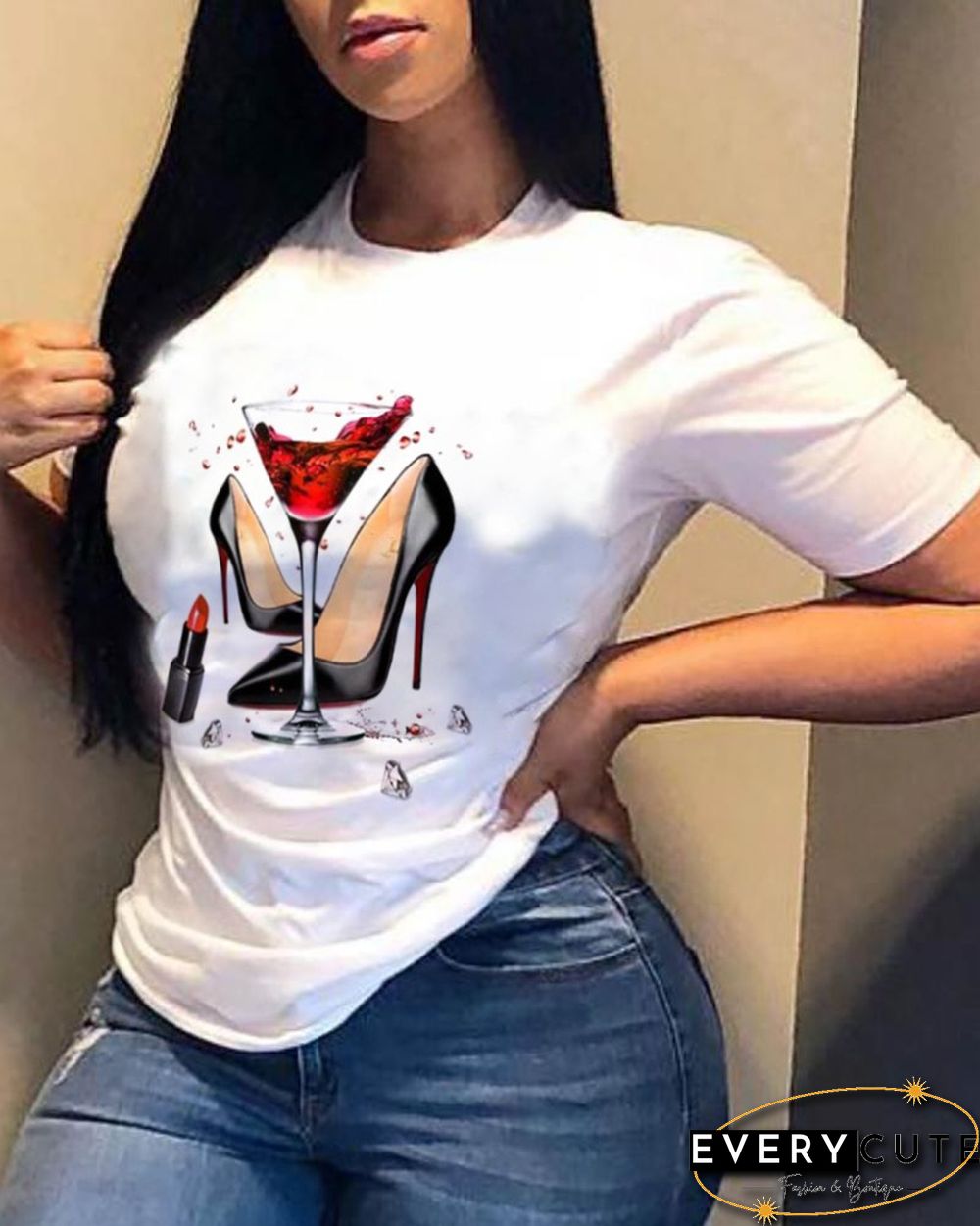 Graphic Print Short Sleeve Casual T-Shirt