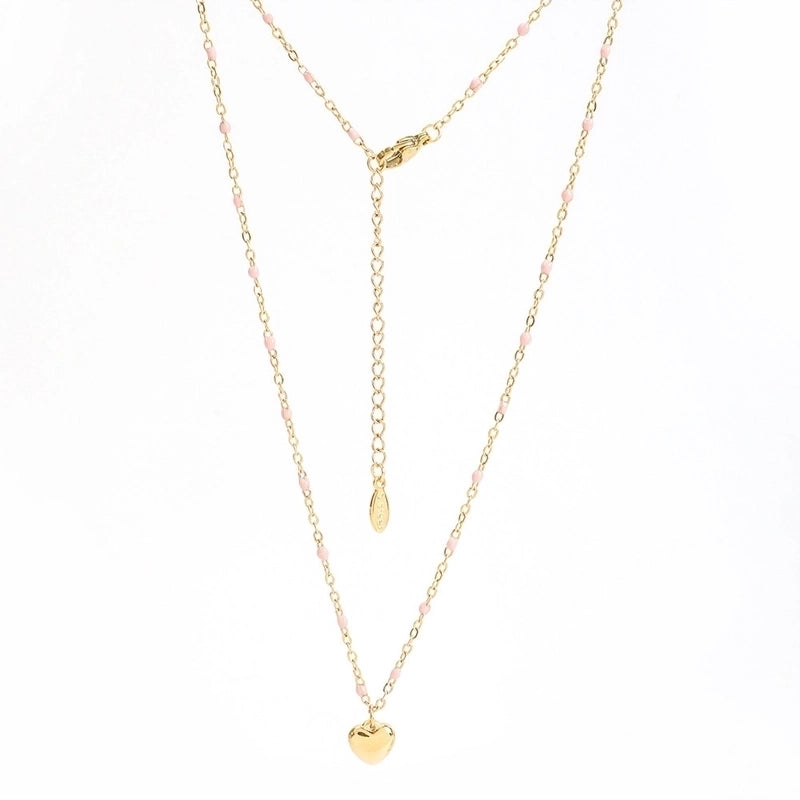 Minimalist Heart Shape Stainless Steel Titanium Steel Enamel Plating Pendant Necklace