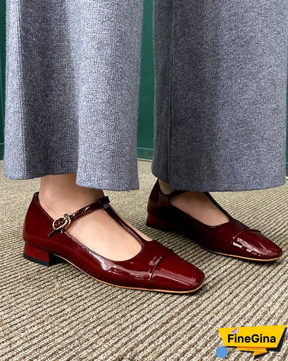 Polished Square Toe Mary Janes