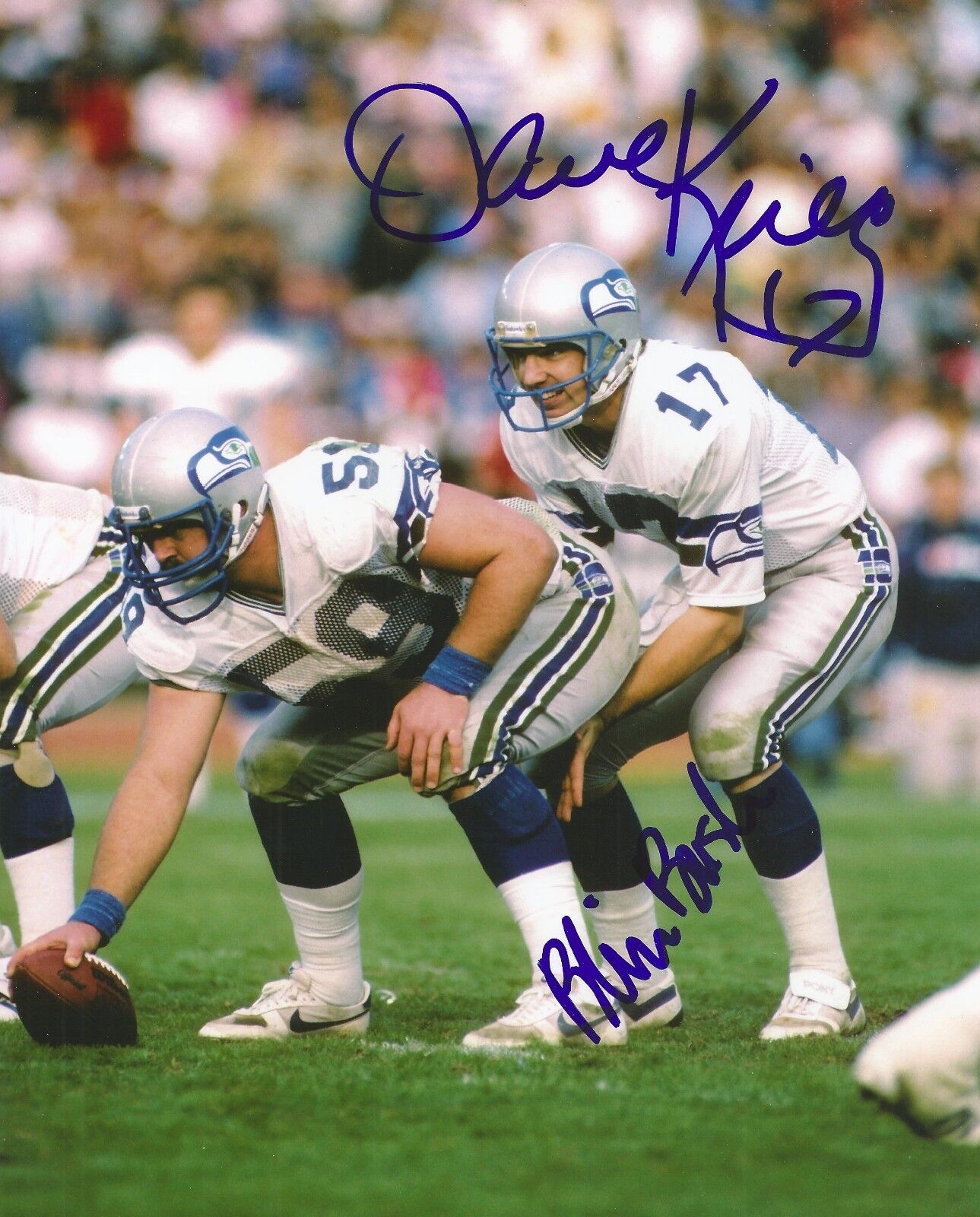 DAVE KRIEG & BLAIR BUSH SIGNED SEATTLE SEAHAWKS 8x10 Photo Poster painting with PROOF