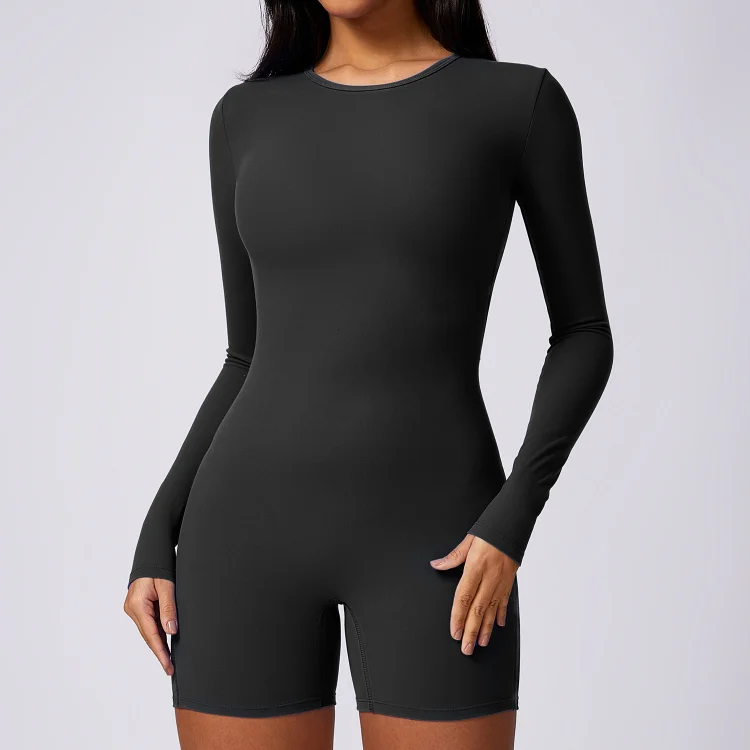 PASUXI Hot Selling Girls Tight Exercise Fitness One Piece Jumpsuit Tight Gym Sports Seamless Knitted Bodysuit Yoga Jumpsuit Women  huanwei