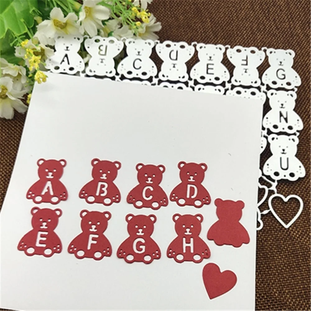 Little bear Background Flower Cutting Dies Stencils For DIY Scrapbooking Decorative Embossing Handcraft Die Cutting Template