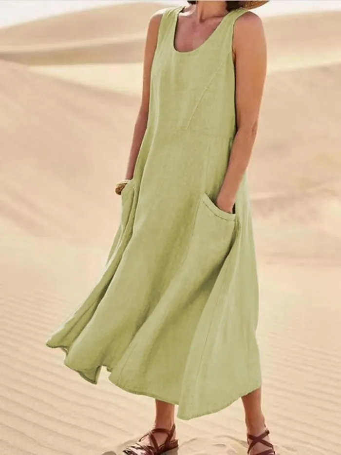 🔥 Last Day Promotion 48% OFF 🔥Women's Sleeveless Cotton And Linen Dress