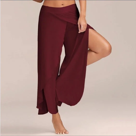 Uveng Waist Sports Fitness Yoga Wide Leg Color Pants