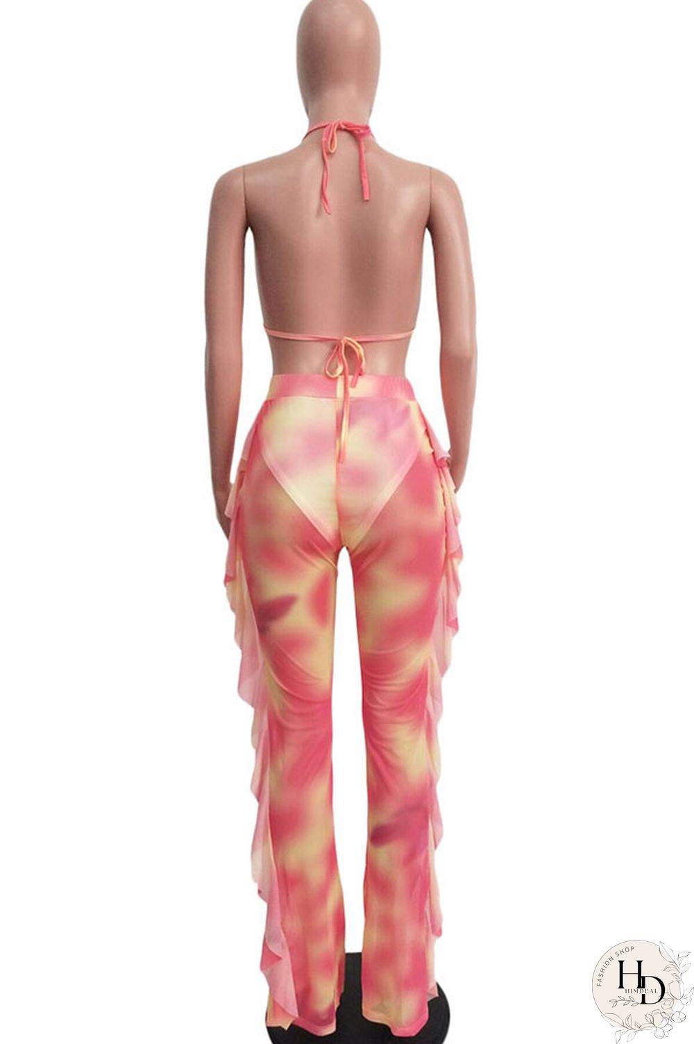 Army Green Sexy Fashion Stringy selvedge Print Tie Dye Patchwork Loose Sleeveless