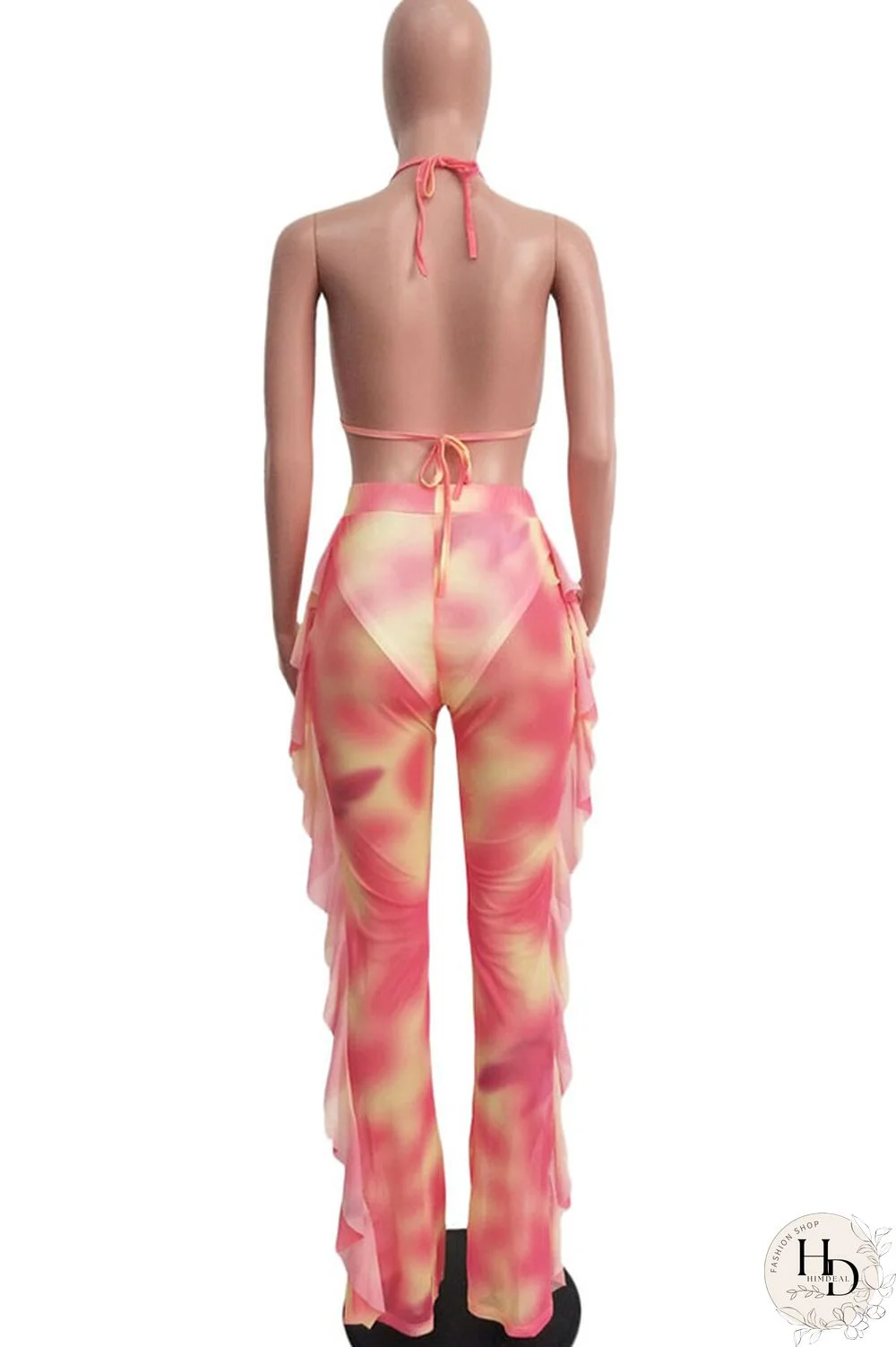 Army Green Sexy Fashion Stringy selvedge Print Tie Dye Patchwork Loose Sleeveless