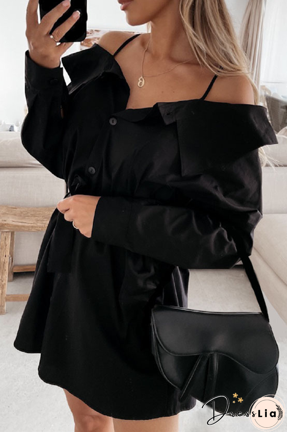 Fashion Street Solid Buckle With Belt Off The Shoulder Irregular Dress Dresses