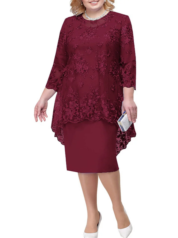 Women's Evening Dress Two piece Lace Embroidery Dress