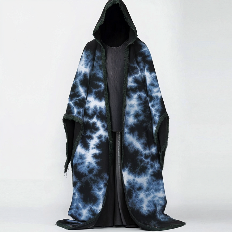 Tie dye print hooded robe cape 0d92