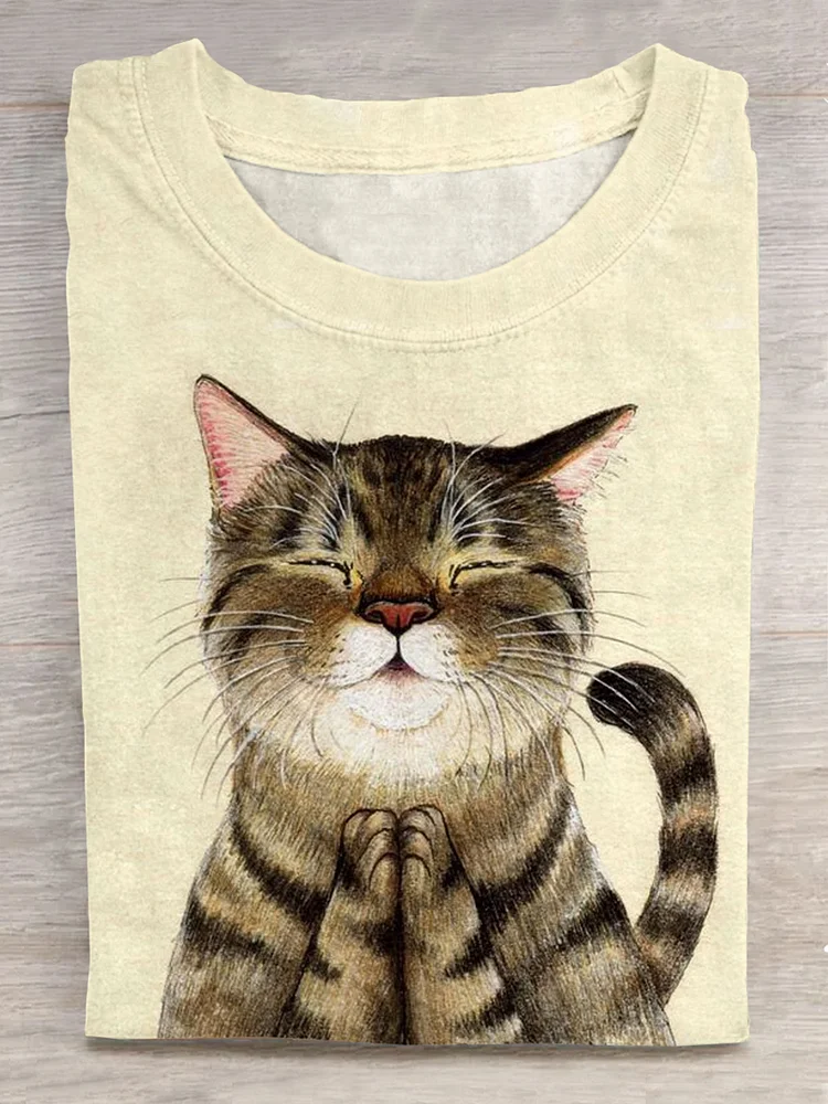 Funny Cat Art Print T-shirt