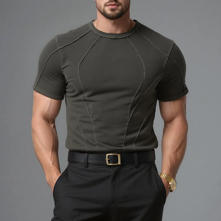 Okaywear Pit Strip Crew Neck Short Sleeve T-Shirt Okaywear