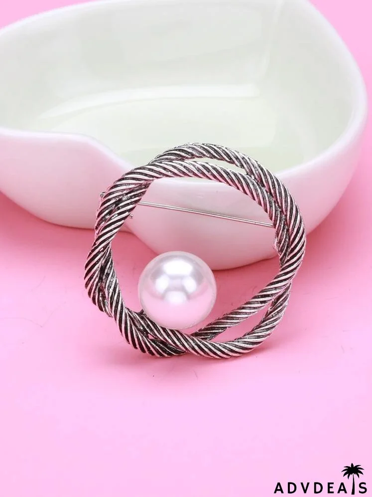 Faux Pearl Decor Brooch