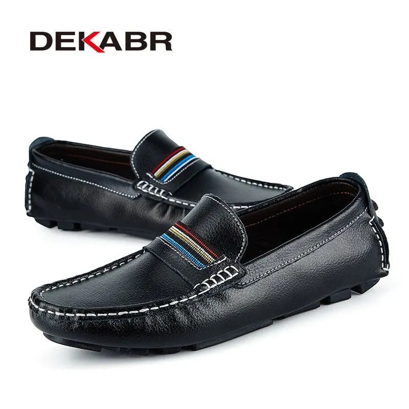 DEKABR Fashion Men Shoes Genuine Leather Casual Soft Comfortable Loafers Male Moccasins Breathable Non Slip Driving Footwear