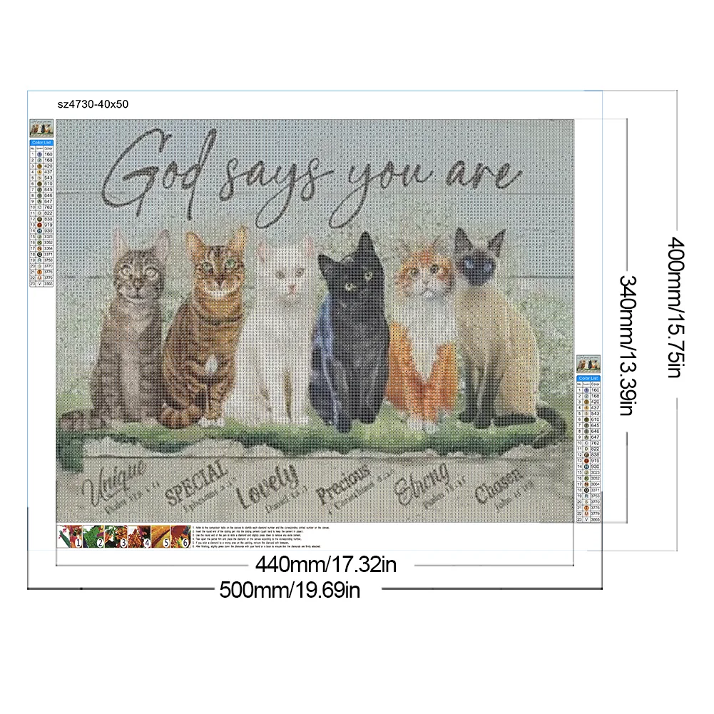 Diamond Painting - Full Round Drill - Cats Letters(Canvas|50*40cm)