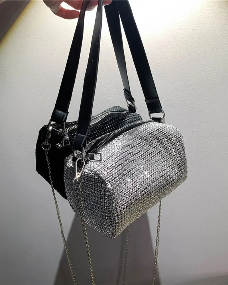 Sparkling Rhinestone Decor Chain Strap Shoulder Bag