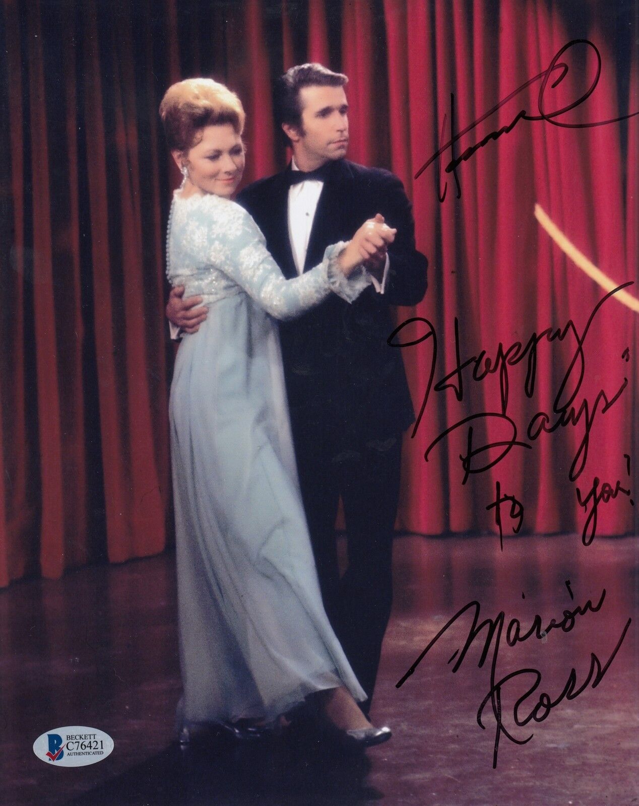 Henry Winkler Marion Ross (Happy Days) #0 8x10 Signed 8x10 Photo Poster painting Beckett 031818