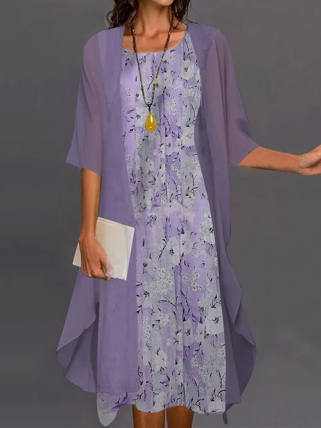 Women's A Line Dress Maxi long Dress Blue Purple Pink Half Sleeve ...