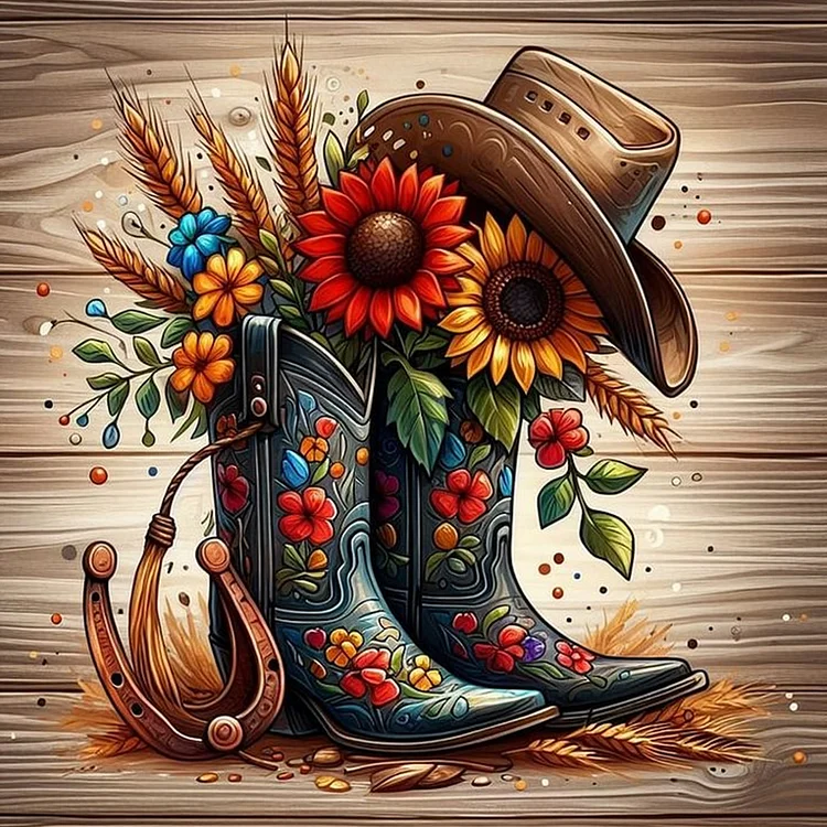 Cowboy Boots 40*40CM (Canvas) Full Round Drill Diamond Painting gbfke