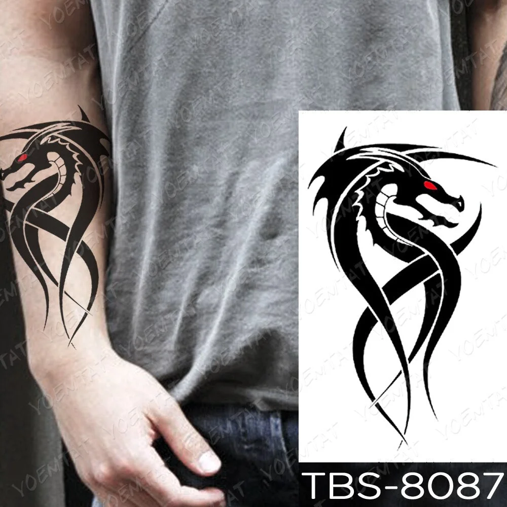 Waterproof Temporary Tattoo Sticker Dragon Wing Totem Flash Tatto Scorpion Wolf Maori Body Art Arm Water Transfer Fake Tatoo Men