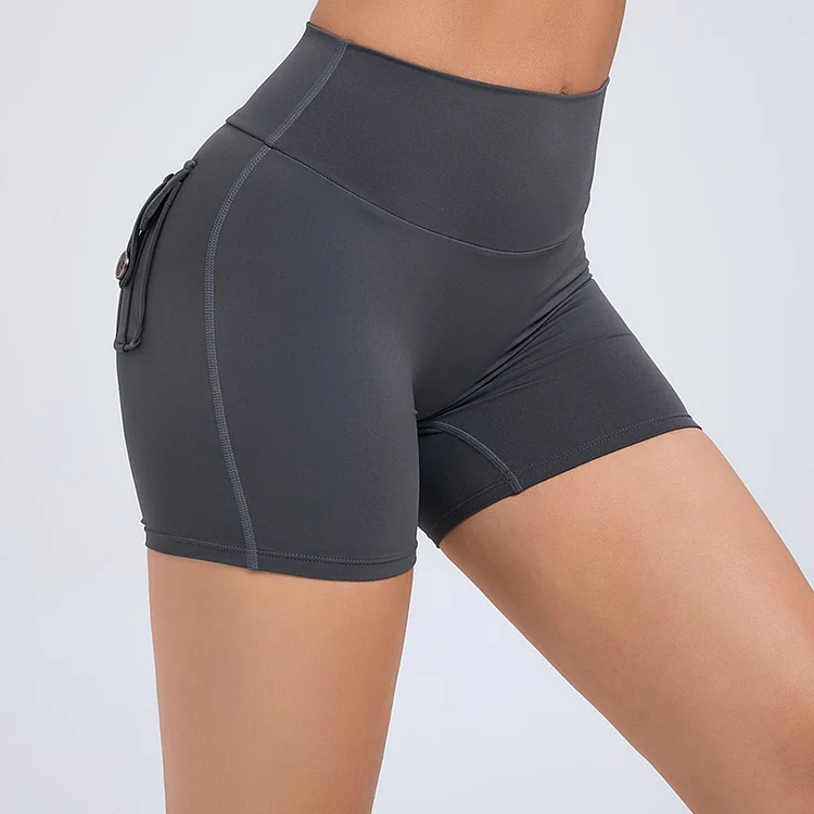 PASUXI Wholesale Women's High Waist Peach Hip Elastic Button Yoga Shorts - Quick Dry, Bulk Discount huanwei