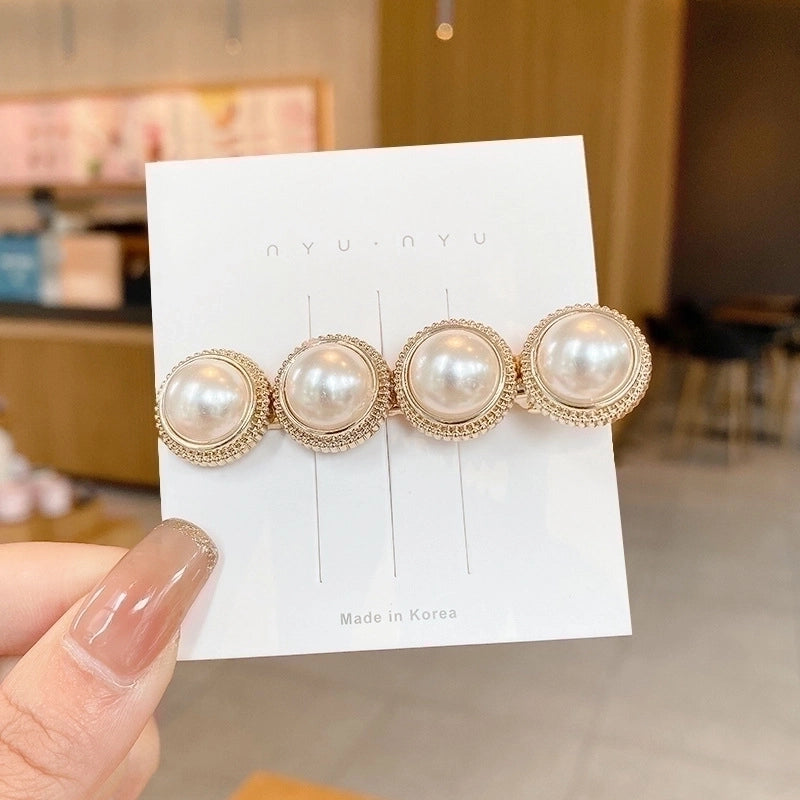 Fashion Heart Shape Flower Bow Knot Alloy Inlay Artificial Pearls Rhinestones Hair Clip 1 Piece