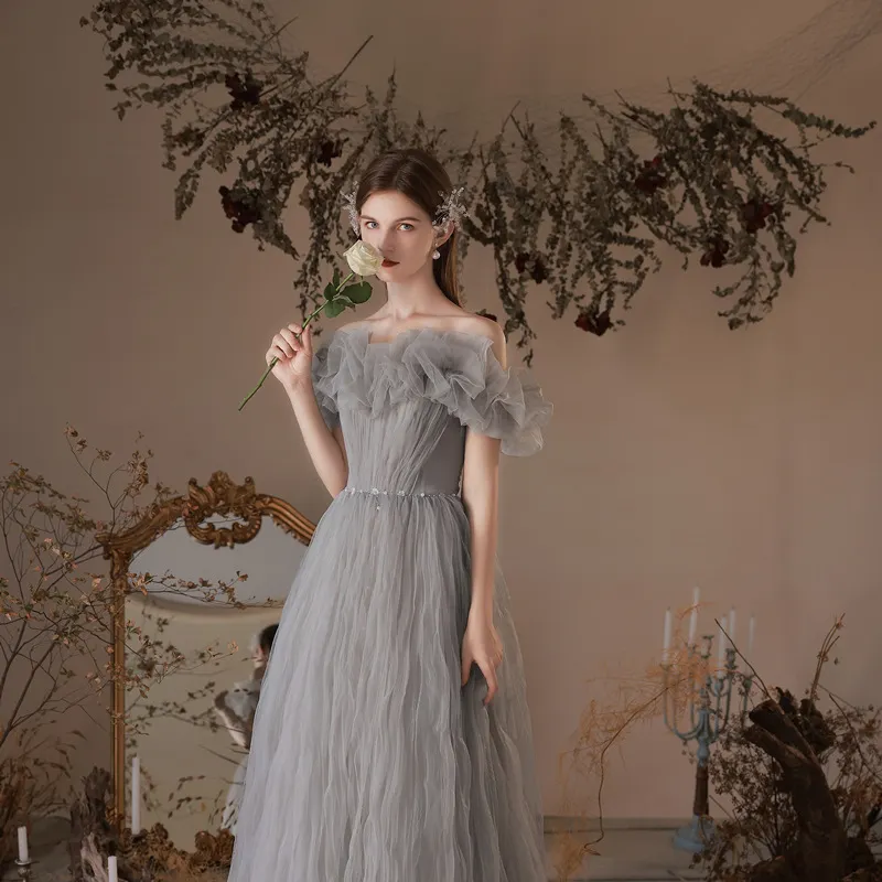Brownm 2025 New Spring Fairy Temperament Engagement High-End Design Student Art Exam Host Banquet Evening Dress Dress Dress Woman