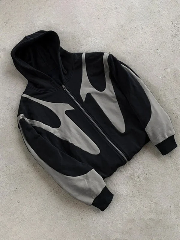 Brownm Y2K Men's Oversized Hoodie with Contrasting Colors and Long Sleeves