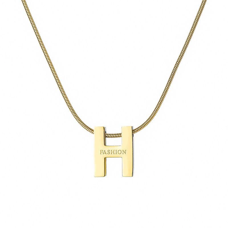 Letter H Gold-Plated Necklace
