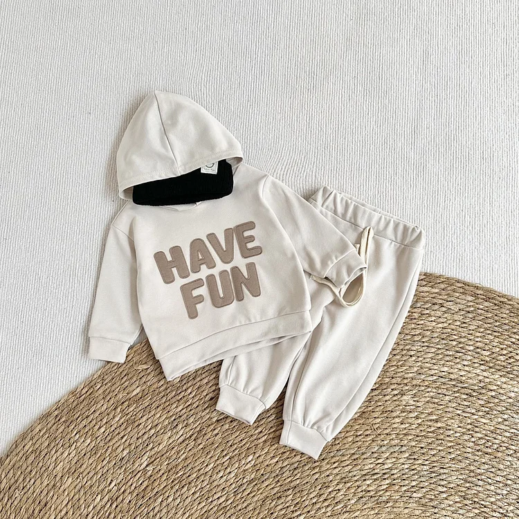 HAVE FUN Baby Hooded Slogan Sweatsuit 2 Pieces Set