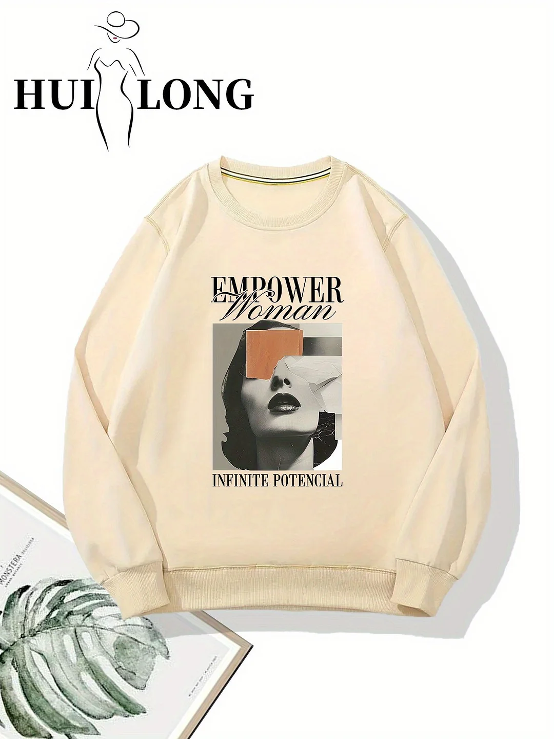 Women's Casual Crew Neck Sweatshirt - Empowering Letter Print 100% Polyester Long Sleeve Top For Spring Summer Fall, Machine Washable Comfortable Versatile Commuter & Sports Wear, Ideal Gift, Versatile Clothing | Trendy Sweatshirt | Comfortable Fit