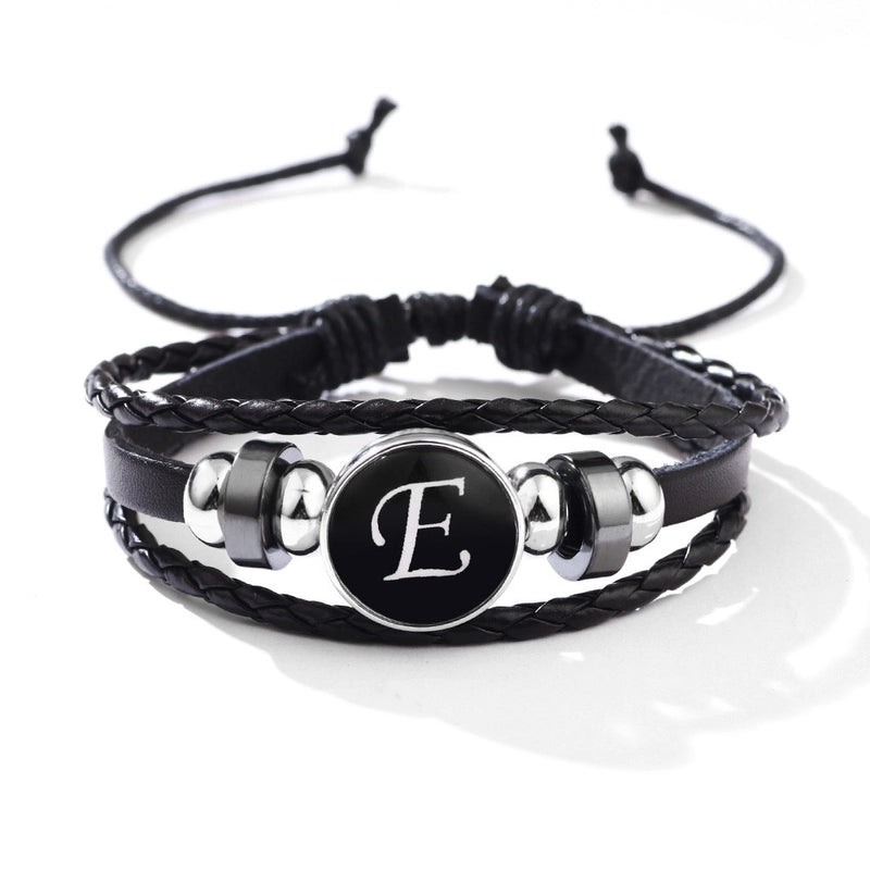 Casual Hip-hop Letter Pu Leather Glass Leather Knitting Glass Men’s Bracelets