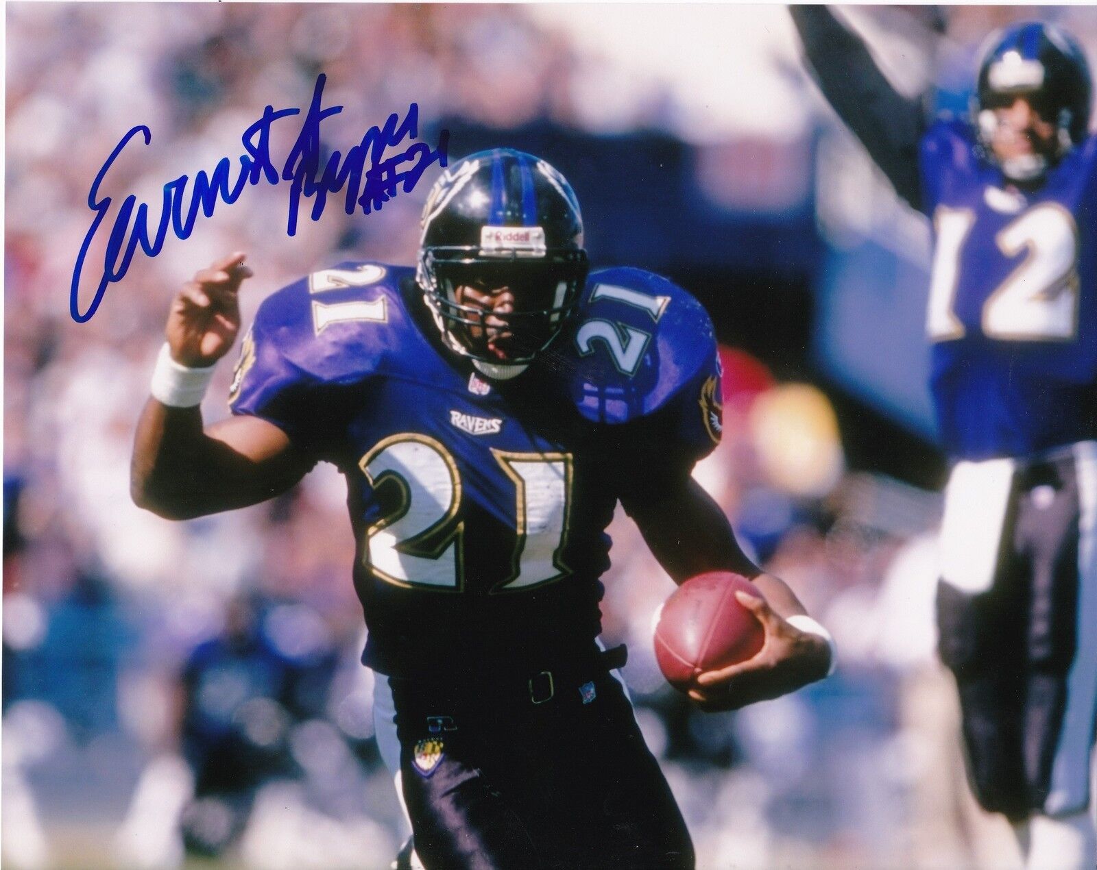 EARNEST BYNER BALTIMORE RAVENS ACTION SIGNED 8x10