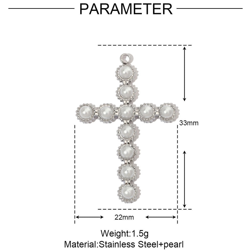 3 PCS/Package 25*44mm 35*40mm 37*40mm Titanium Steel Pearl Zircon Cross Sun Heart Shape Pendant Jewelry Accessories