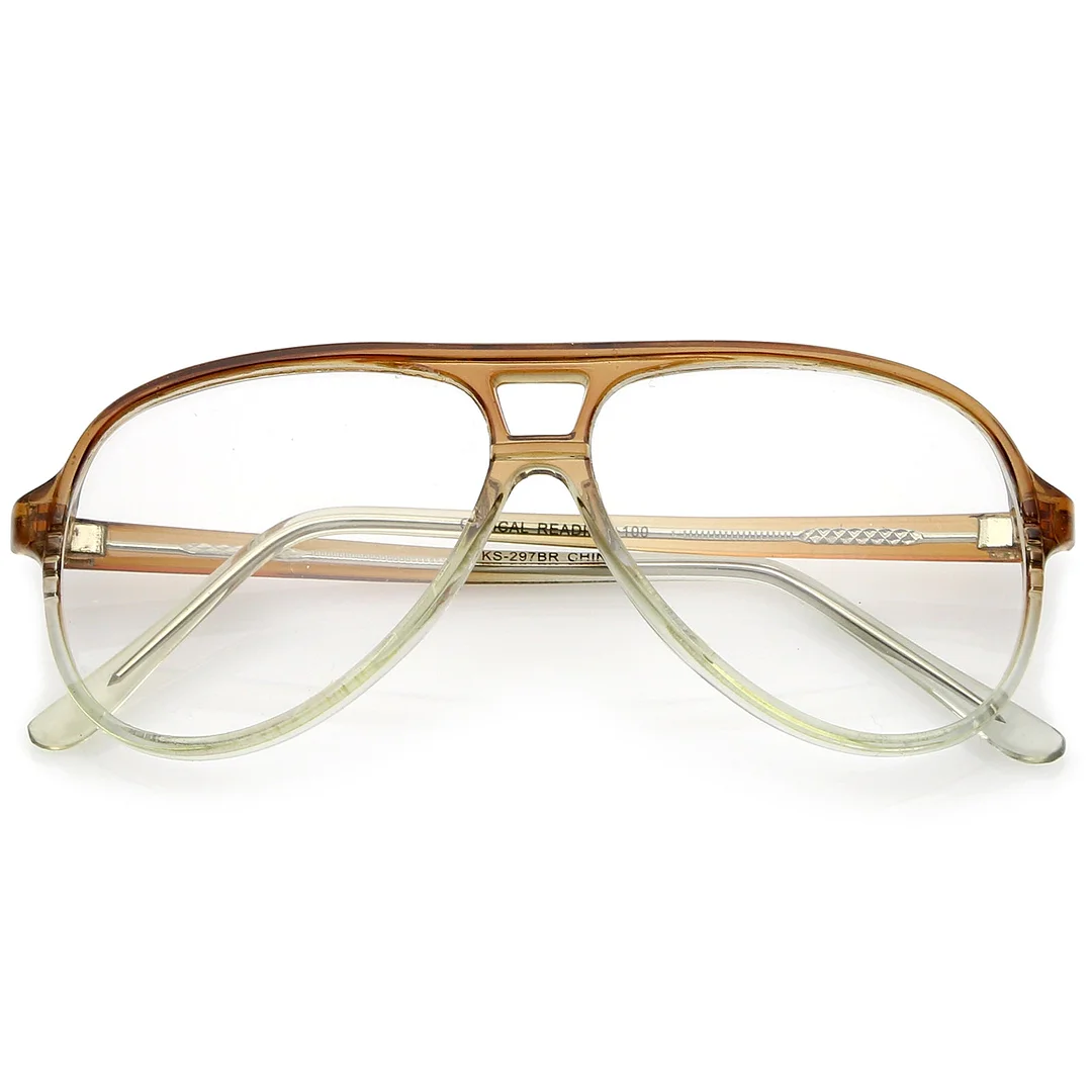 Retro Transparent Flat Top Teardrop Clear Lens Aviator Eyeglasses 56mm