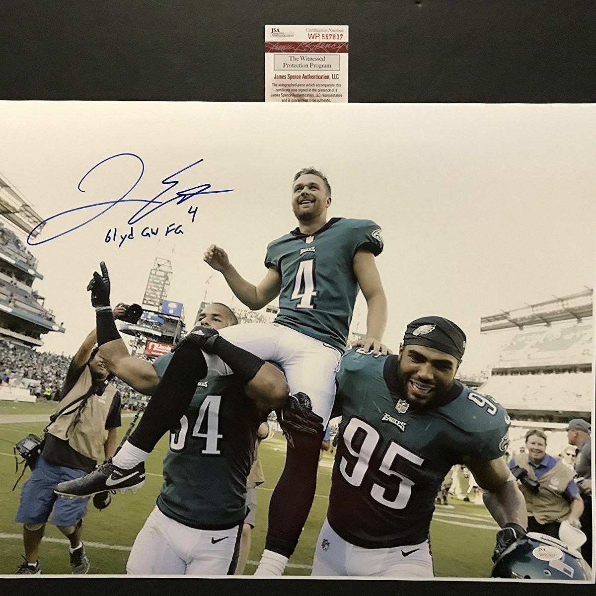 Autographed/Signed JAKE ELLIOTT Inscribed 61 Yd GW FG