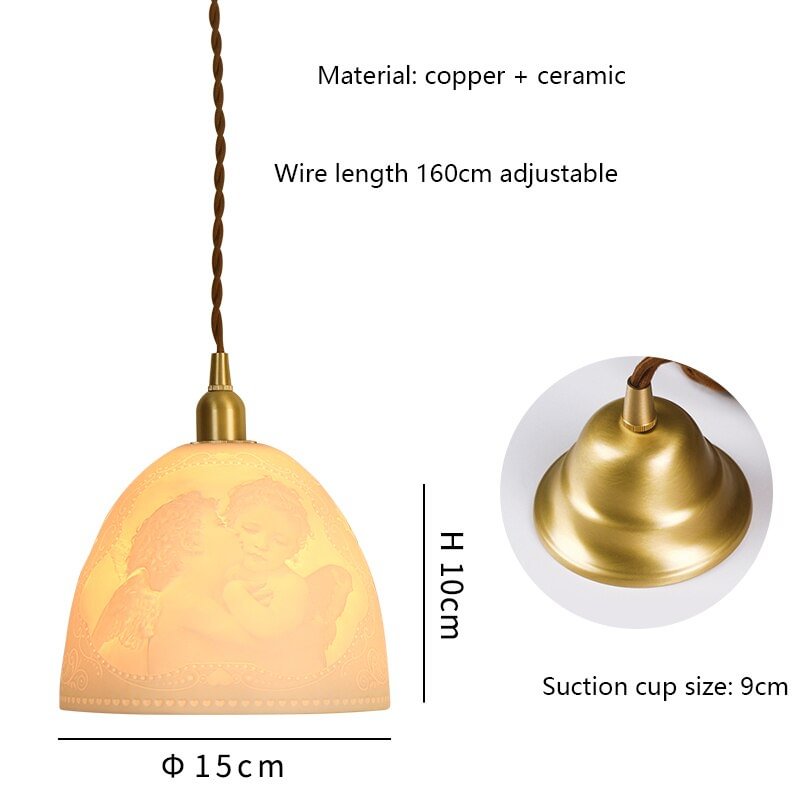 Nordic Copper Pendant Lights Lamp Ceramics Hanging Lamp Lights Art Deco Pending Lighting Living Room Dining Room Bedroom Loft