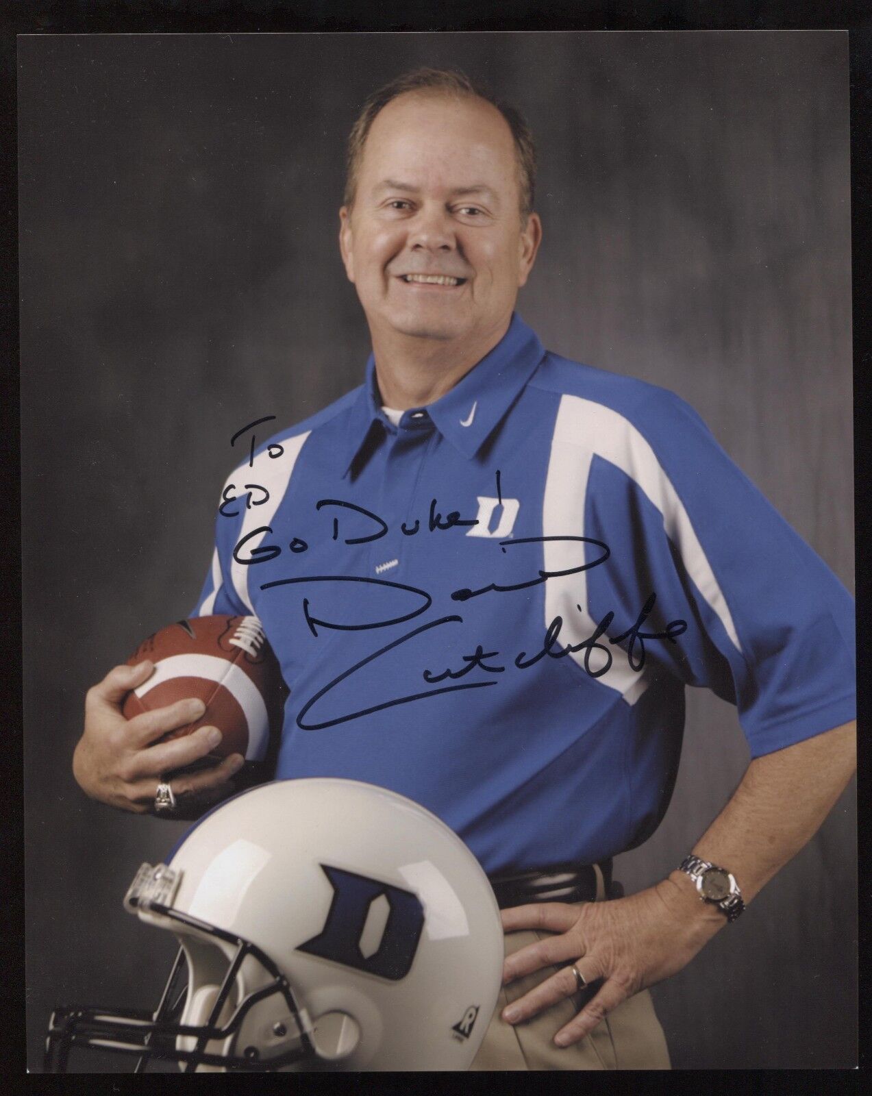 David Cutcliffe Signed 8x10 Photo Poster painting College NCAA Football Coach Autographed