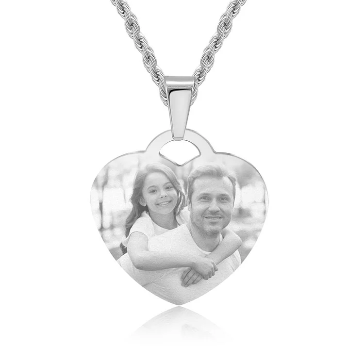 Personalized Heart Necklace Custom Photo Necklace Gifts For Father