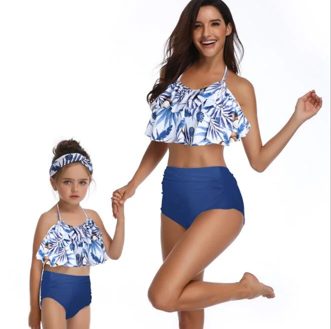 2020 New Mother And Daughter Swimsuit Mommy And Me Swimwear Bikini Family Matching Clothes Outfits Look Mom Baby Dress Clothing
