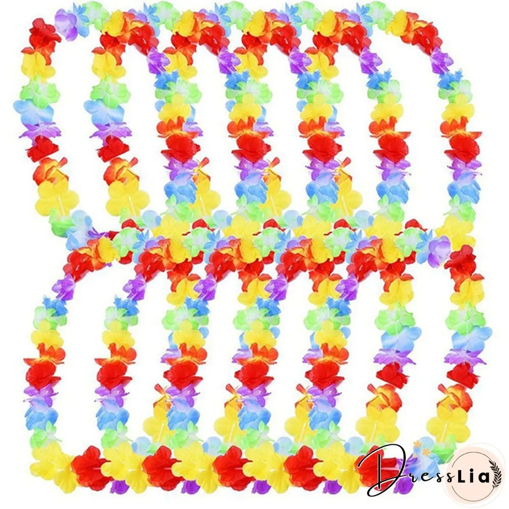 Hawaiian Wreath Leis Garland Artificial Necklace Hawaii Flowers Party Supplies Beach Fun