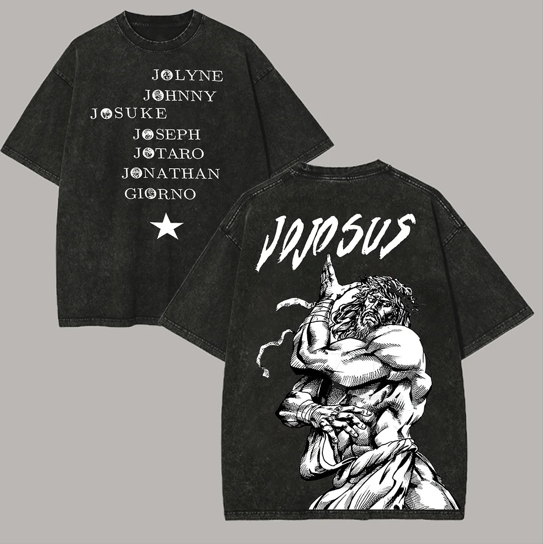 Jojo's Bizarre Adventure Printed Unisex Washed T-Shirt